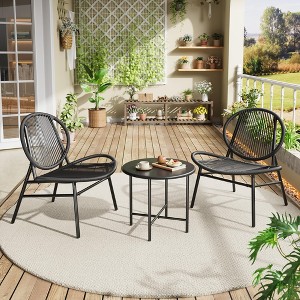3 Piece Outdoor Acapulco Chair Patio Bistro Set, Acapulco Chairs Set of 2 with Metal Coffee Table - 1 of 4