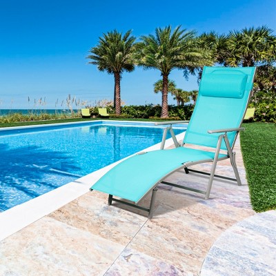 Tangkula 2PCS Cushioned Folding Chaise Lounge Chair Adjustable Recliner