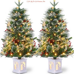 3 Ft Pre-Lit Artificial Christmas Tree w/ Warm White Lights - Effortless Assembly for Home and Office Holiday Decorations | Christmas Trees - 1 of 4