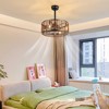 POWLIG 18.11" Industrial Ceiling Fan with Bamboo Rattan Woven Metal Frame & Remote Control – Vintage Style, Adjustable Speeds, Timer - 4 of 4