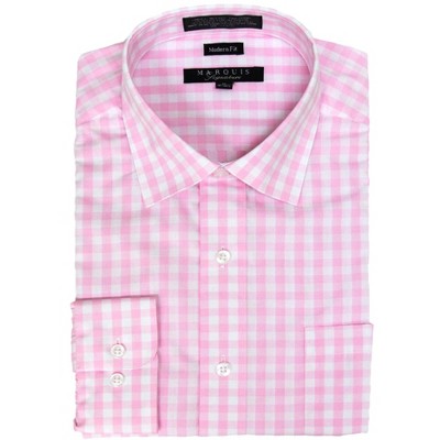 Marquis Men's Gingham Checkered Long Sleeve Modern Fit Shirt, Size - S To 3XL