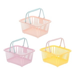 Unique Bargains Plastic Grocery Shopping Toy Organizing Mini Decorative Baskets 6.3" x 3.5" x 5.1" 3 Pcs - 1 of 4