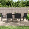 vidaXL Patio Dining Set Table and Chair with Cushions Poly Rattan and Steel - Black 63" Table Length 6-Piece - 2 of 4
