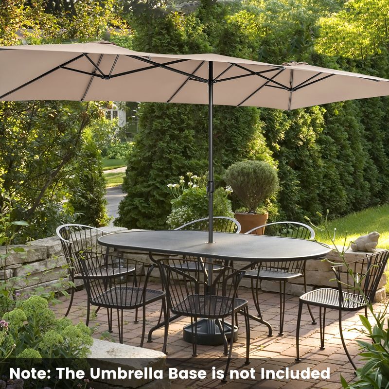 Costway 15FT Double-Sided Patio Market Umbrella Large Crank Handle Vented Outdoor Twin, 4 of 11