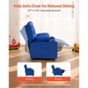 VEVOR Kids Reclining Chair, Toddler Recliner with Cup Holders and Pockets, 107° to 126° Adjustable Backrest, Easy-to-Clean PU Leather Recliner, Blue - 3 of 4