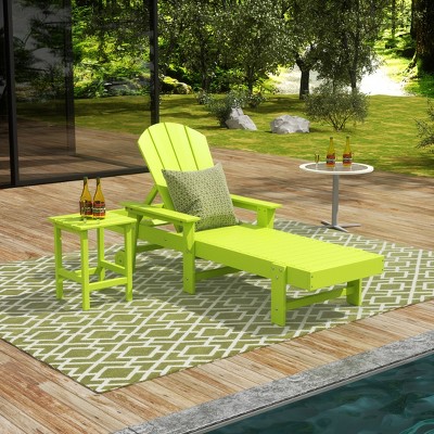 WestinTrends Malibu 2 Piece Adirondack Poly Reclining Chaise Lounge With Arms & Wheels