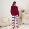 Women's Pink Fuzzy Knit Sweater & Plaid Pants Pajama Set - Cupshe - 3 of 4