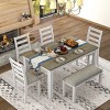 Rustic Style Dining Sets 6 Piece, Dining Sets Bench, Dining Set Solid Wood With Upholstered Chairs And Bench-Cuddlewood - 2 of 4