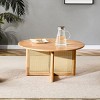 GlasFlength Coffee Tables Wood Rattan Accent Natural Style Simple Design For Living Room Lounge Space, Beige, 33.46"*33.46"*16.54" - 2 of 4