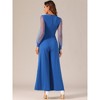 Allegra K Women's Elegant V Neck Mesh Long Sleeve Loose Wide Leg Party Jumpsuits - 4 of 4