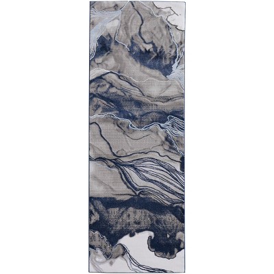Gaspar Modern Abstract Blue/Gray/Ivory Area Rug