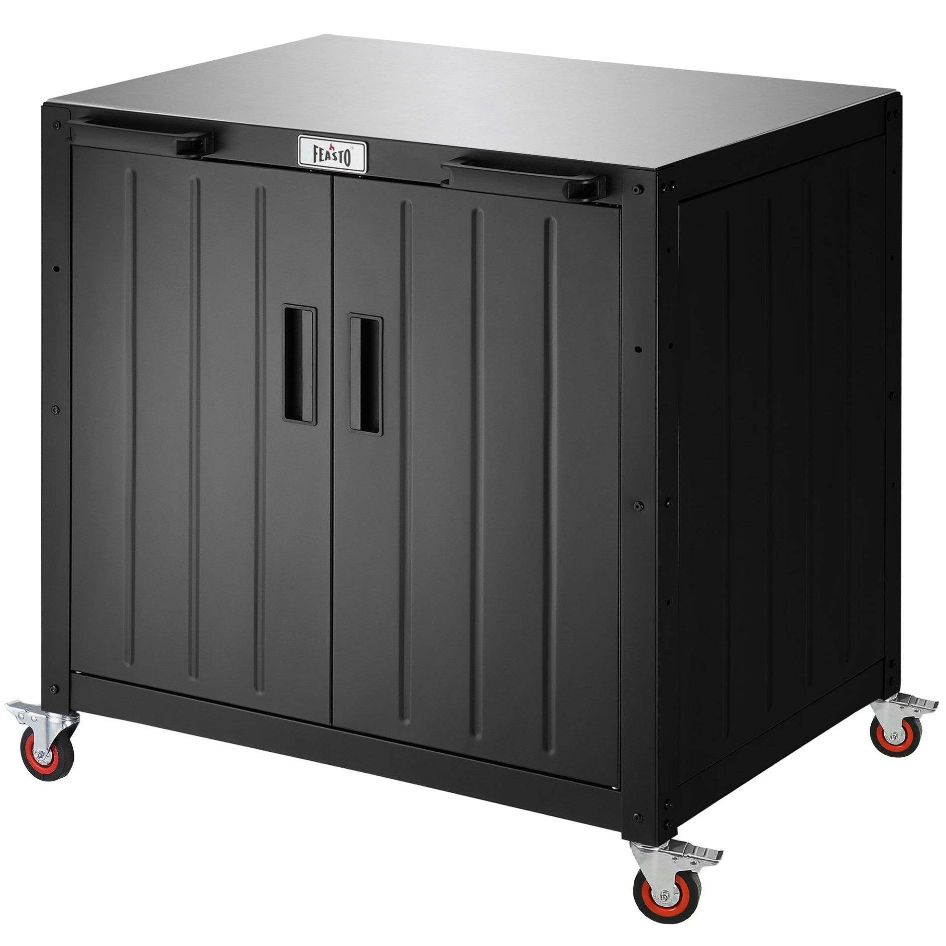 Feasto 35-Inch Outdoor Grill Cart with Storage Cabinet and Stainless Steel Top, Modular Kitchen Island