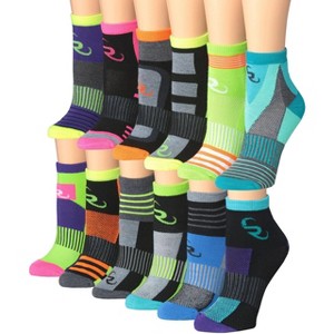 Tipi Toe Women's 12 Pairs Running & Athletic Vivid Motion Crew Patterned Sports Performance Ankle/Quarter Socks - 1 of 1
