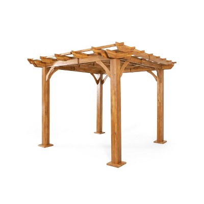 Christopher Knight Home Thayer Outdoor 10' x 10' Acacia Wood Pergola, Teak