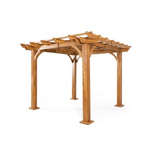 Christopher Knight Home Thayer Outdoor 10' x 10' Acacia Wood Pergola, Teak - 1 of 4