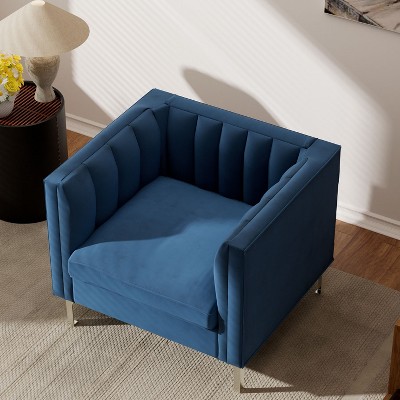 32 in. Wide Mid-Century Channel Tufted Velvet Accent Sofa Chair - Morden Fort