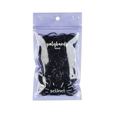 scunci Kids Polyband Rubber Hair Ties - Black - 500pcs