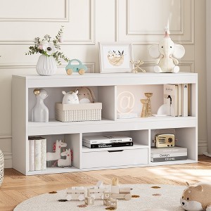 Toy Storage Organizer 6 Cubes Kids Bookshelf Wooden Storage Cabinet Playhouse Shelves Cabinet Toy Bookcase Playroom, Classroom, Nursery - 1 of 4