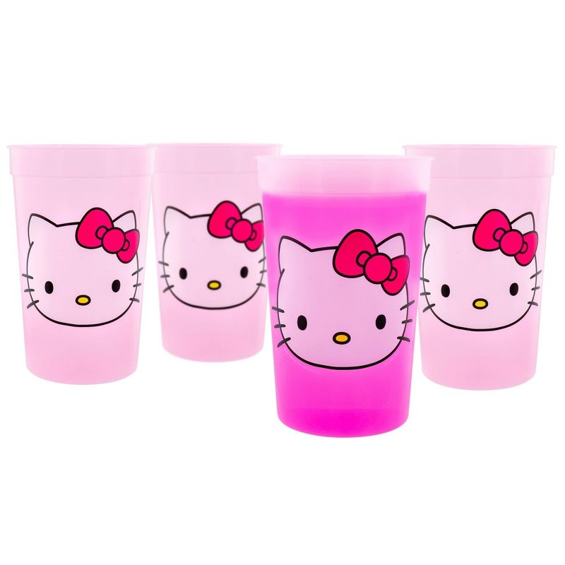 Silver Buffalo Sanrio Hello Kitty 4-Piece Color-Change Plastic Cup Set | Each Holds 15 Ounces, 1 of 10