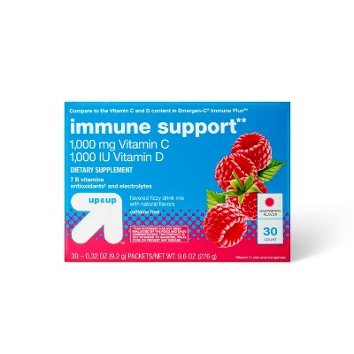 Vitamin C + D Immune Support Powder - Raspberry - 30ct - up&up™