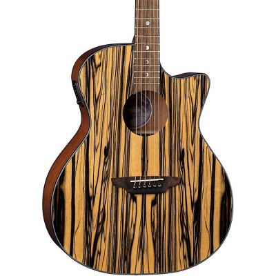 Luna Guitars Gypsy Acoustic-Electric Guitar Black/White Ebony