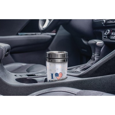 Elanze Designs Stars Flag Heart I Heart U.S.A. 16 ounce Stainless Steel Travel Tumbler