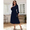 A-Line Dress for Women Fall 2025 Flounce V Neck Pleated Dress Lantern Sleeve Formal Dresses Church Dress - 4 of 4