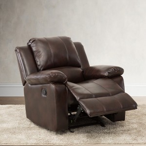 Faux Leather Recliner with Gliding, Latch-Activated Recline, and Plush Armrests for Living Room - 1 of 4