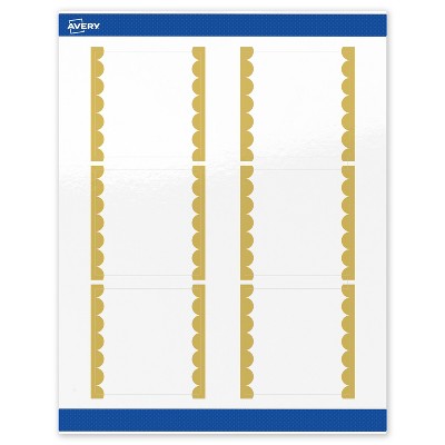 Avery Printable Square Labels, Gold Edge Dots, 3" x 3", Glossy White Square Labels, Permanent, Laser/Inkjet, 60ct, Great for Product Labels