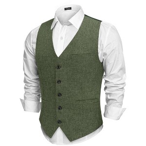 COOFANDY Men Casual Suit Vest Formal Dress Vest Slim Fit Waistcoat Business Wedding - 1 of 4