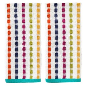 SKL Home 2pc Good Vibes Kids' Hand Towels: Colorful Cotton Jacquard, Midweight, Striped, Machine Washable, Bathroom Set - 1 of 4