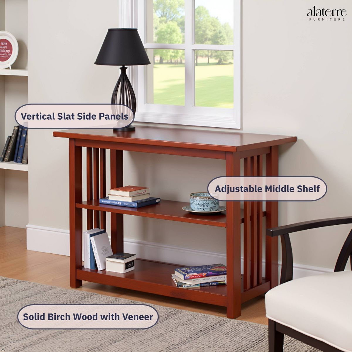 24" 2-shelf Bookshelf - Alaterre Furniture - thumbnail 3