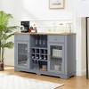 Modern Farmhouse Buffet Cabinet with 2 Drawers, Glass Door Cabinets, Wine & Glass Racks, Coffee Bar Sideboard for Kitchen, Dining Room & TV Stand - 4 of 4