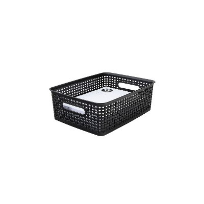Advantus Weave Plastic Bin Black Each 130414