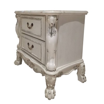 Dresden II Bone White 2-Drawer Ornate Nightstand