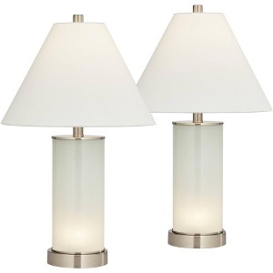 360 Lighting Randi 24" High Small Modern Coastal Table Lamps Set of 2 USB Port Night Light White Glass Living Room Charging Bedroom Bedside Nightstand - 1 of 4