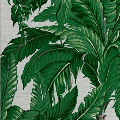 Daintree Palm Pearl Silver and Green Leaves Tropical Paste the Wall Wallpaper
