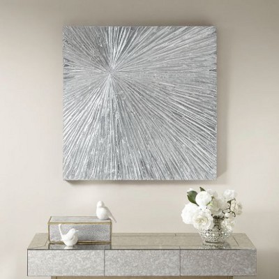 PAGED 30"x30" Metallic Sunburst Framed Wall Art for Living Room,Textured Resin Abstract Wall Decor for Bedroom,Hand Painted Dimensional Resin Wall Art
