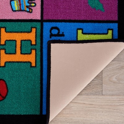 Multicolor Synthetic Alphabet Educational Kids Area Rug 3'3" x 4'7"