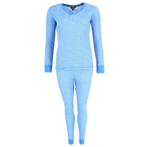 Sportlife Brands LLC Women's Printed Waffle Weave Thermal Top and Bottom Set - 1 of 4