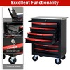 HANPURE 7-Drawer Rolling Tool Cart with Wheels, Metal Storage for Garage Workshop Repair Shop, Stainless Steel Top, Black & Red - 4 of 4