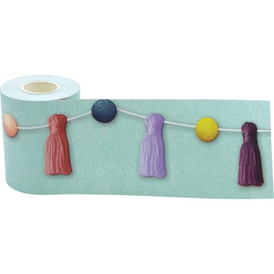 Teacher Created Resources Oh Happy Day Pom-Poms and Tassels Straight Rolled Border Trim, 50 Feet (Pack of 6)