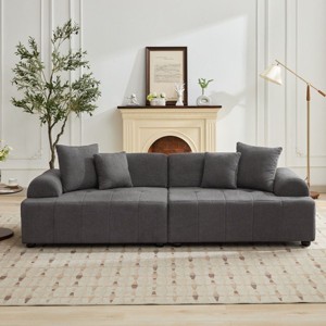 94.5 inch Wide Modern Style Tufted Sofa, Oversized Recliner Sofa with 4 Square Pillows, Modern Casual Sofa for BedRoom, LivingRoom,White - 1 of 4
