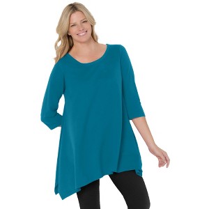 Woman Within Plus Size French Terry Handkerchief Hem Tunic - 1 of 4