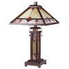 Chloe Lighting Kay Tiffany-Style Mission 3 Light Double Lit Wooden Table Lamp 15" Shade - 3 of 3