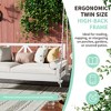 Twin Size Outdoor Acacia Wood Patio Swing Daybed with High Back & Armrests, 16.4ft Hemp Ropes, Hanging Porch Swing Frame - 4 of 4