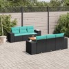 vidaXL 7 Piece Patio Sofa Set with Cushions Black and Blue Poly Rattan - 2 of 4
