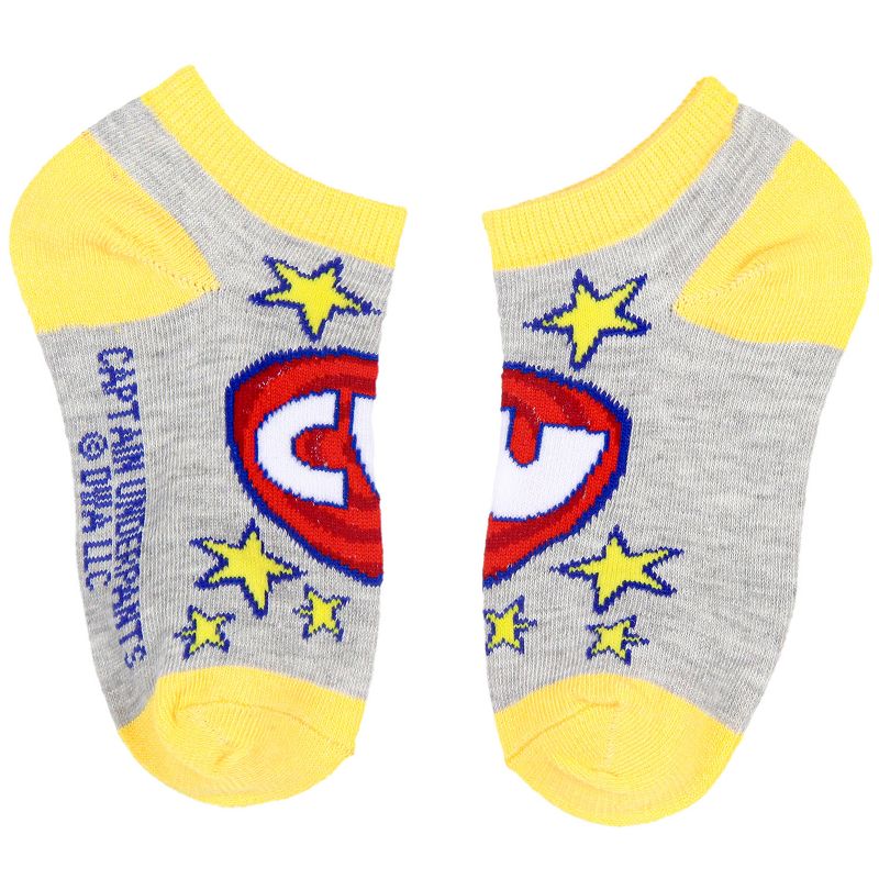 Captain Underpants Kids Comic Superhero Ankle No-Show Socks 4 Pair (10-4) Multicoloured, 4 of 7