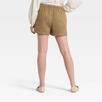 Women's High-Rise Faux Suede Pull-On Shorts - Universal Thread' Brown - image 2