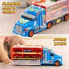 Joyfy Kids Toy Truck Playset, 5FT Race Track with 12 Die-Cast Cars, Racing Car Set Toy Hauler Truck with Lights & Sounds for Boys & Girls Ages 3-5 - 3 of 4